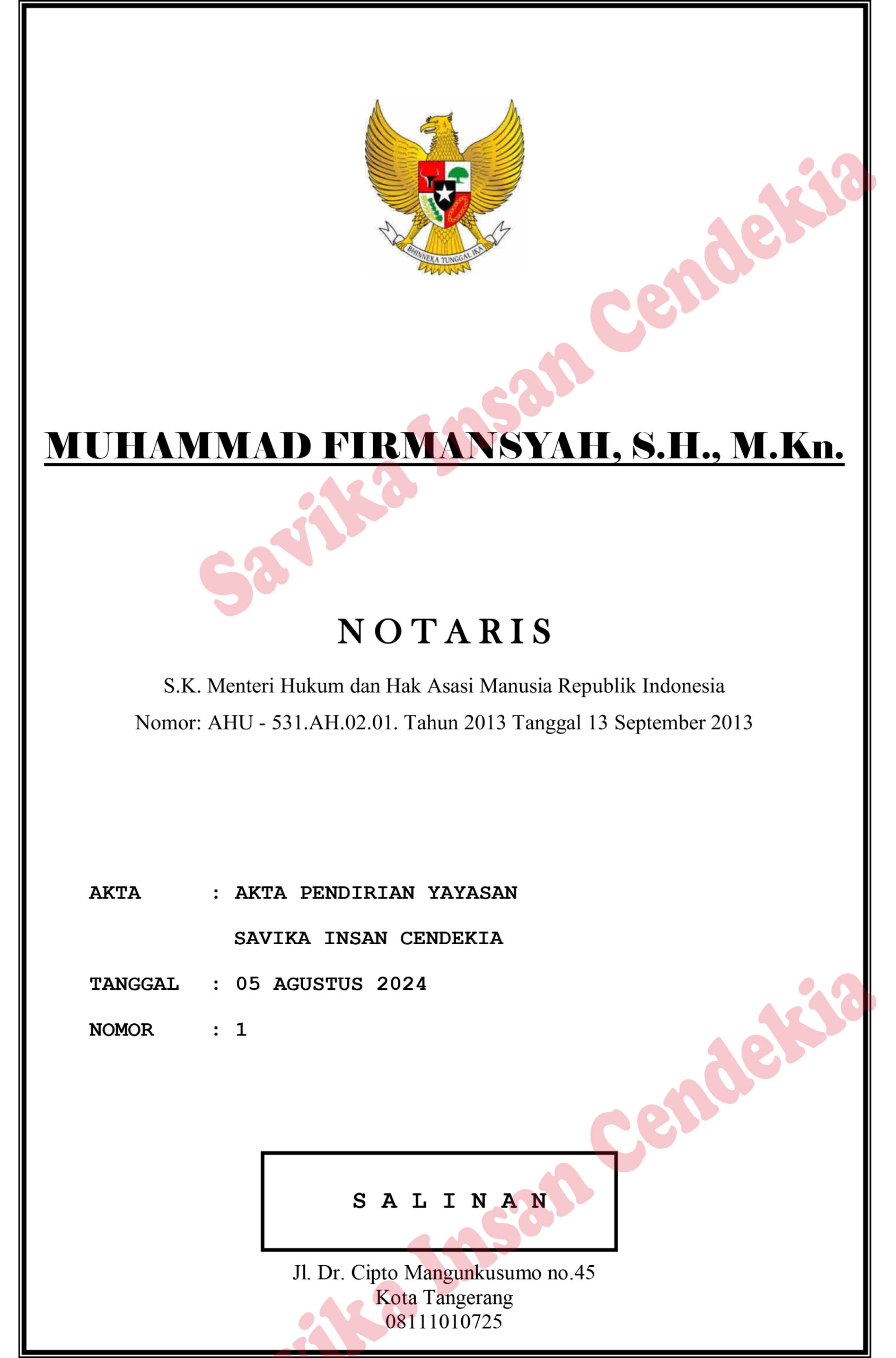 AKTA PENDIRIAN